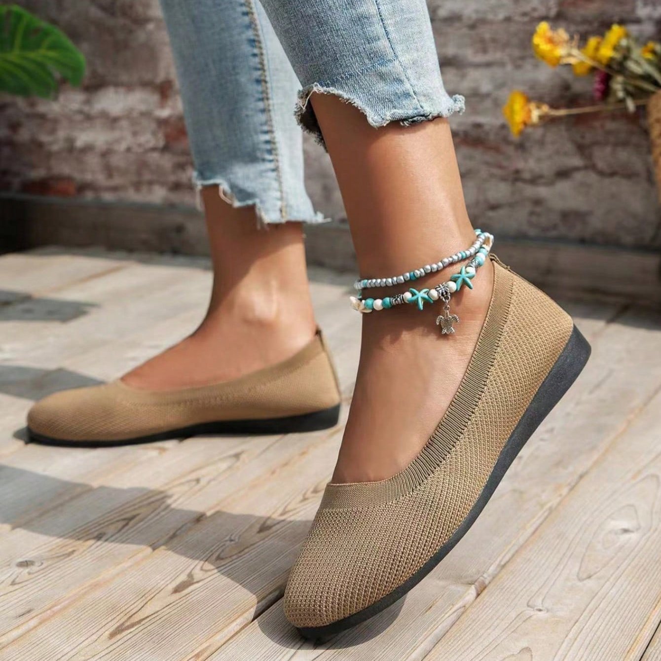 🔥RABATT!🔥 Kvinners komfortable pustende slip-on sko med buestøtte og sklisikker såle