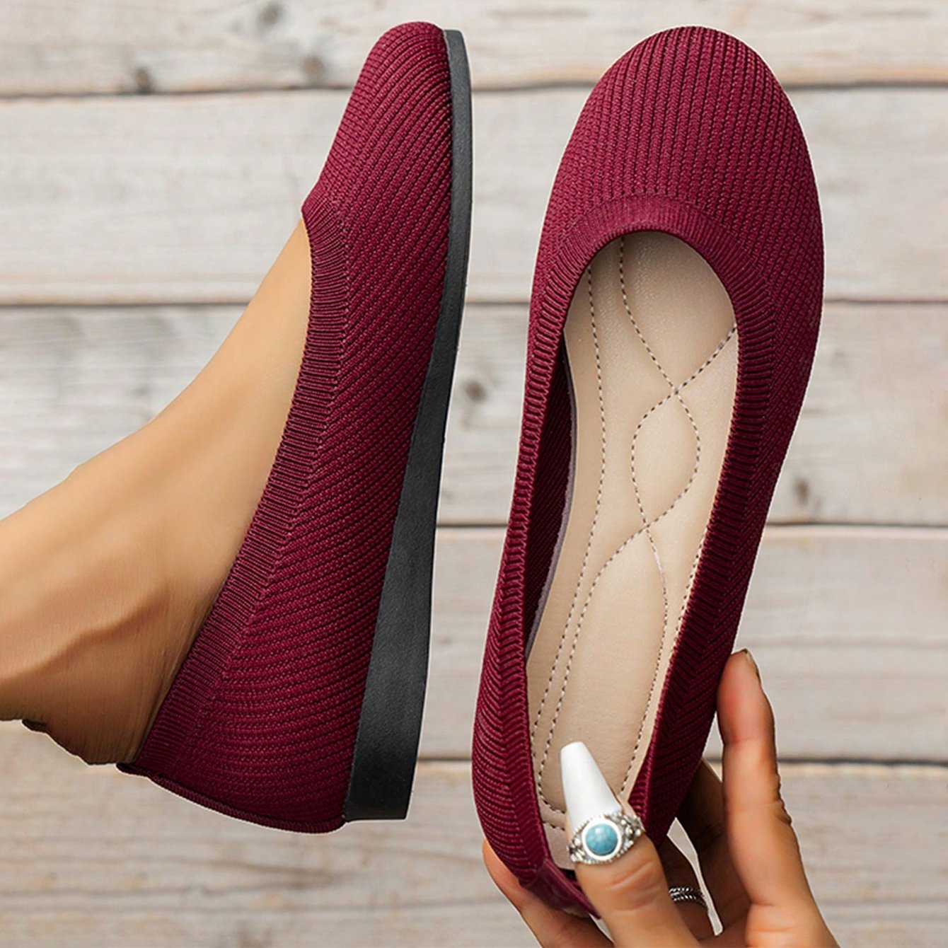 🔥RABATT!🔥 Kvinners komfortable pustende slip-on sko med buestøtte og sklisikker såle